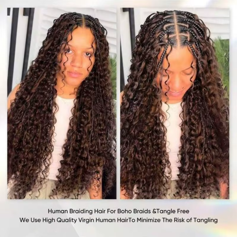 Cheveux humains en vrac pour tressage 2 paquets vague profonde Extensions de cheveux humains tressag