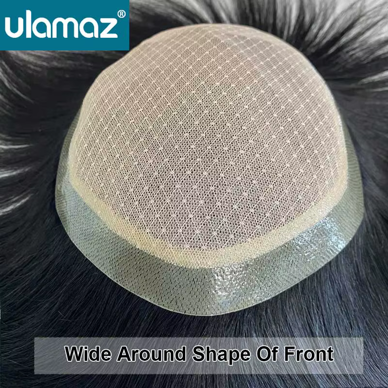 Base en soie toupet réaliste hommes perruque dentelle système de cheveux perruques cheveux humains m