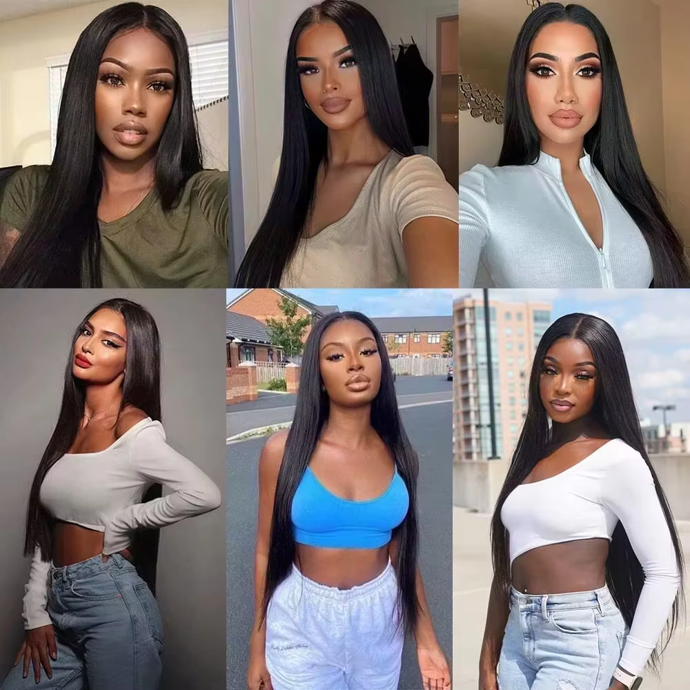 Lot de 3 ou 4 mèches de cheveux humains vierges brésiliens lisses comme des baguettes, 30 à 40 pouce
