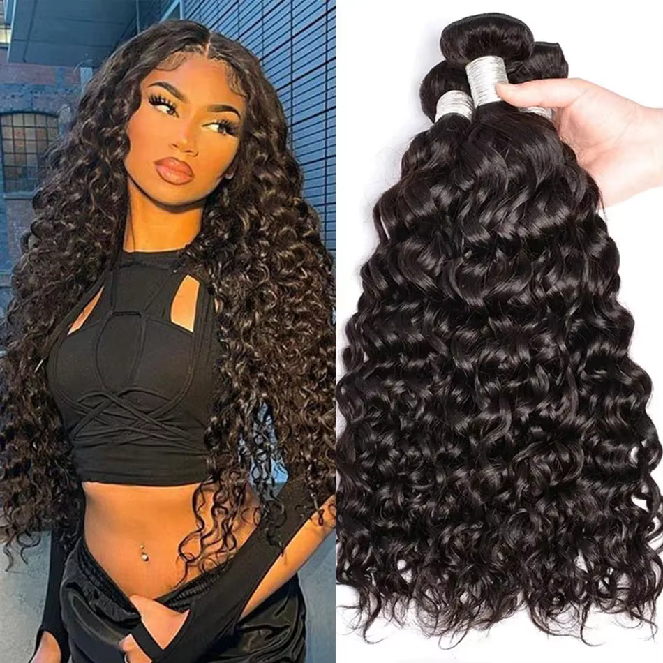Extensions de cheveux humains Remy malaisiens non traités, bouclés, ondulés profonds, lots de mèches