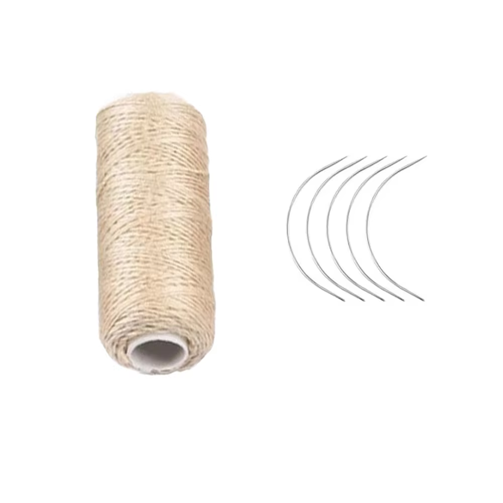 Fil de tissage de cheveux, fil à coudre en coton avec aiguille incurvée en C pour la fabrication de