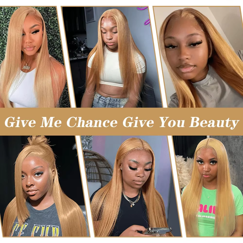 13x6 miel blond droite Hd dentelle perruque de cheveux humains 250 densité 13x6 brésilien os Hd dent