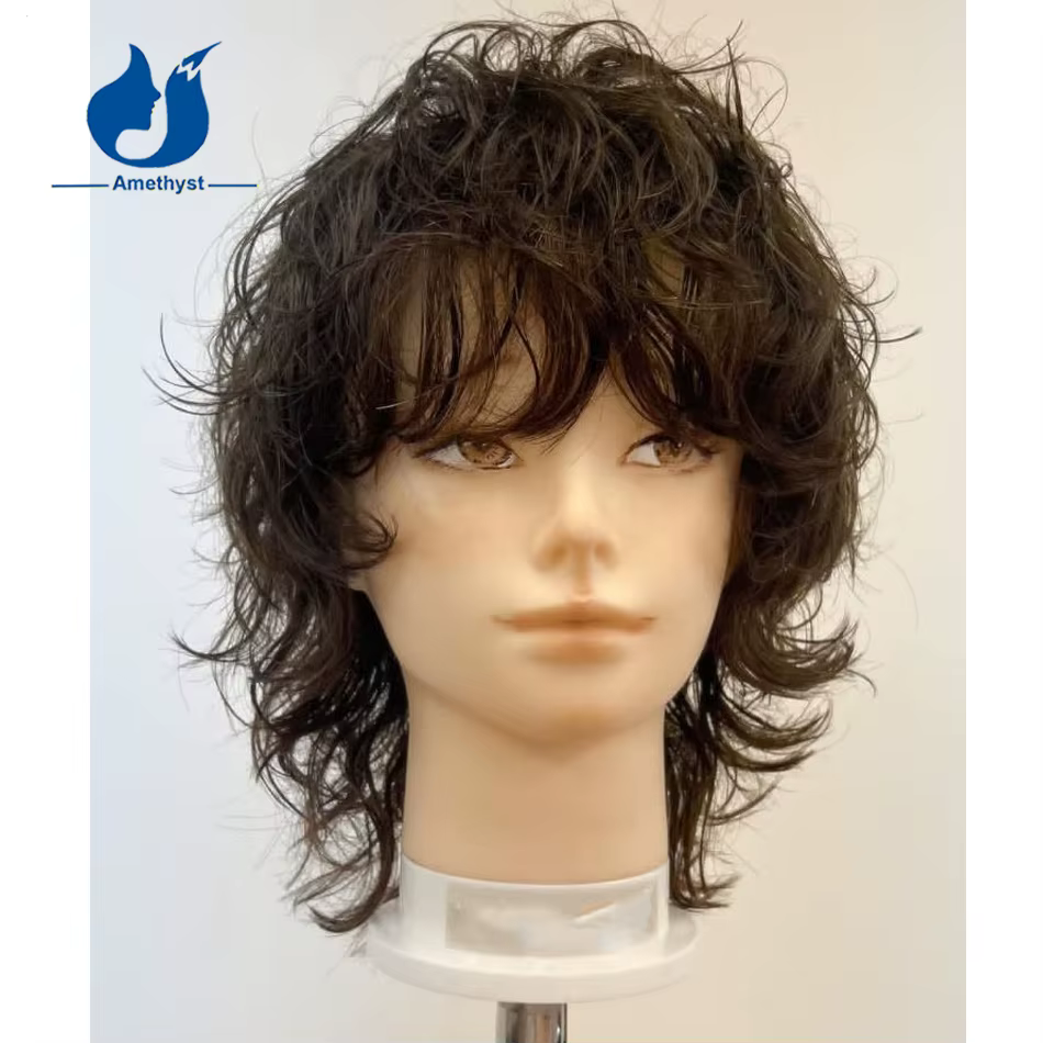 Améthyste lâche bouclés brésilien Remy perruque de cheveux humains pour hommes 13X6 dentelle avant p