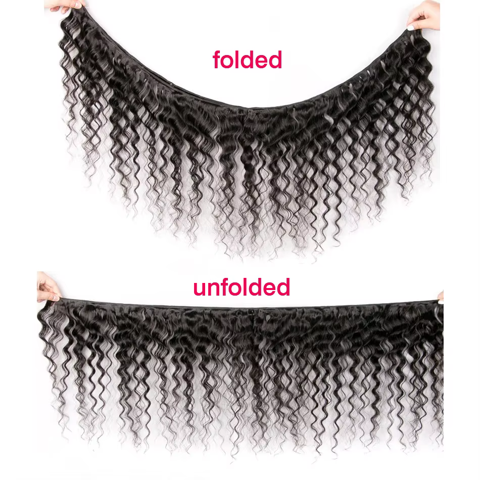 Tissage en Lot Brésilien Naturel Deep Wave avec Closure, 4x4
