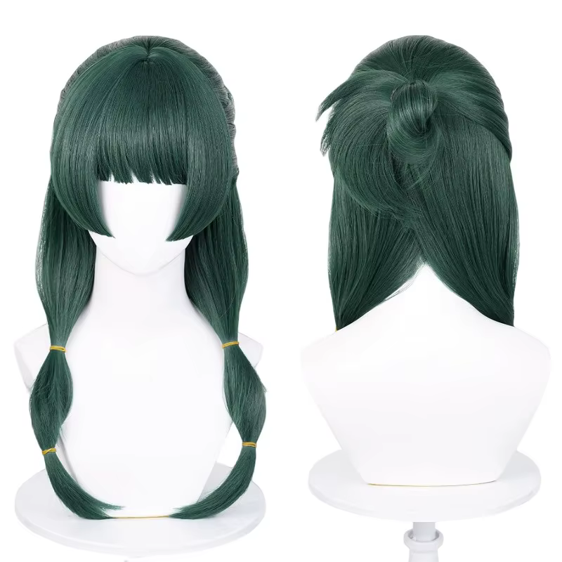 Perruque de Cosplay Anime Maomao, 50cm de long, vert foncé, perruques synthétiques résistantes à la 