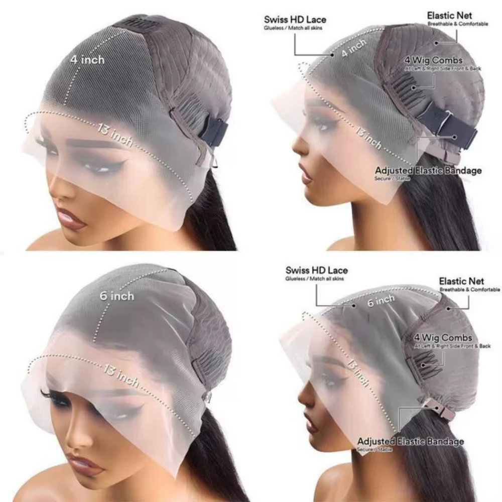 Perruque Lace Front Wig naturelle Deep Wave, cheveux humains, 30 pouces, 13x6, densité 250%, transpa