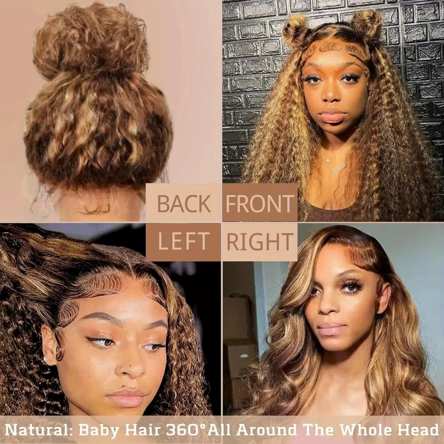 Perruque de cheveux humains bouclés pleine dentelle 360 Invisi sangle mettre en évidence perruque 13