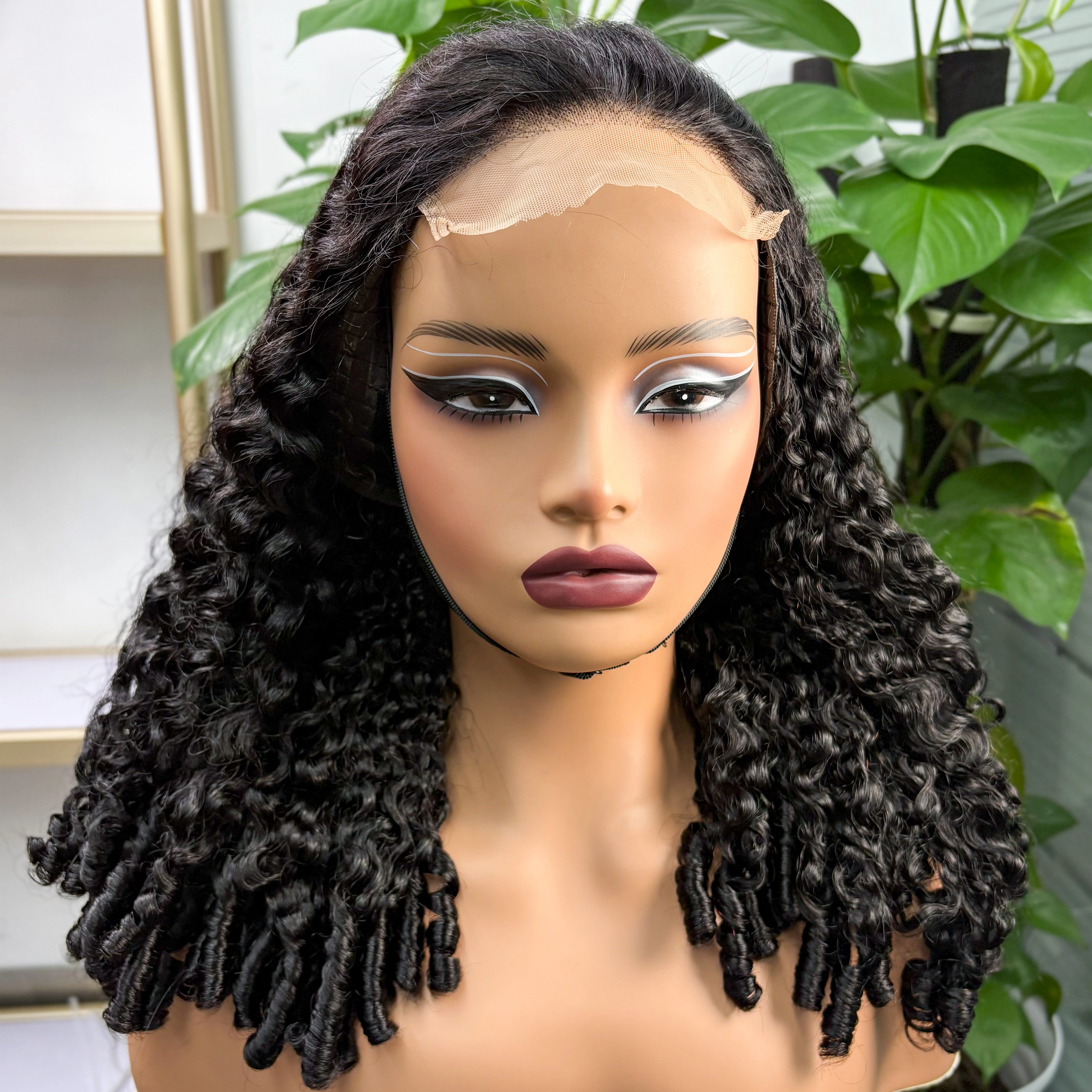 350% densité birmane spirale bouclés perruques de cheveux humains 5x5 sans colle dentelle fermeture