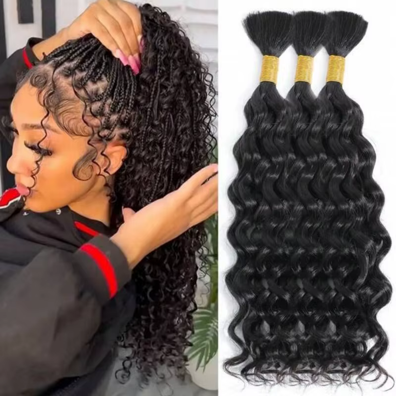 Tressage humain cheveux vague d'eau profonde en vrac 110g 2 paquets de cheveux humains en vrac pour