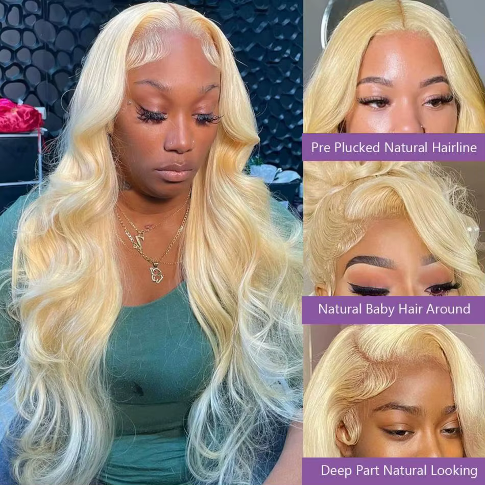 Perruques de cheveux humains 13x6 Blonde 613 Body Wave 13x4 HD Lace Frontal, 30 36 pouces, couleur m