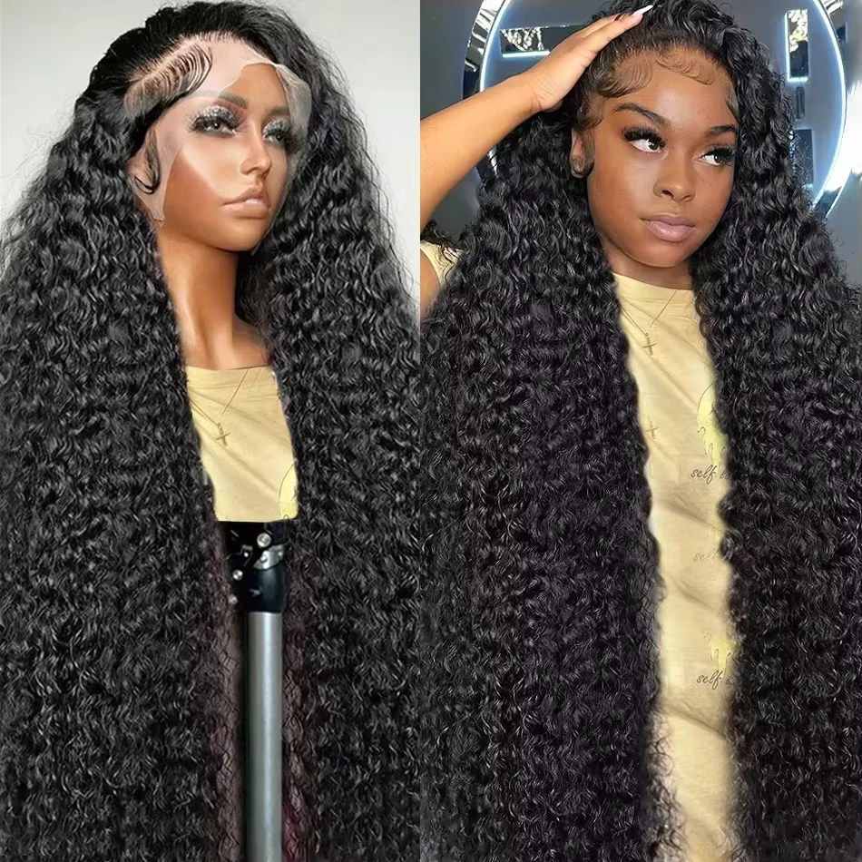 Perruques Deep Wave en cheveux humains, 46 pouces, 13x4 13x6, dentelle HD transparente, perruques fr