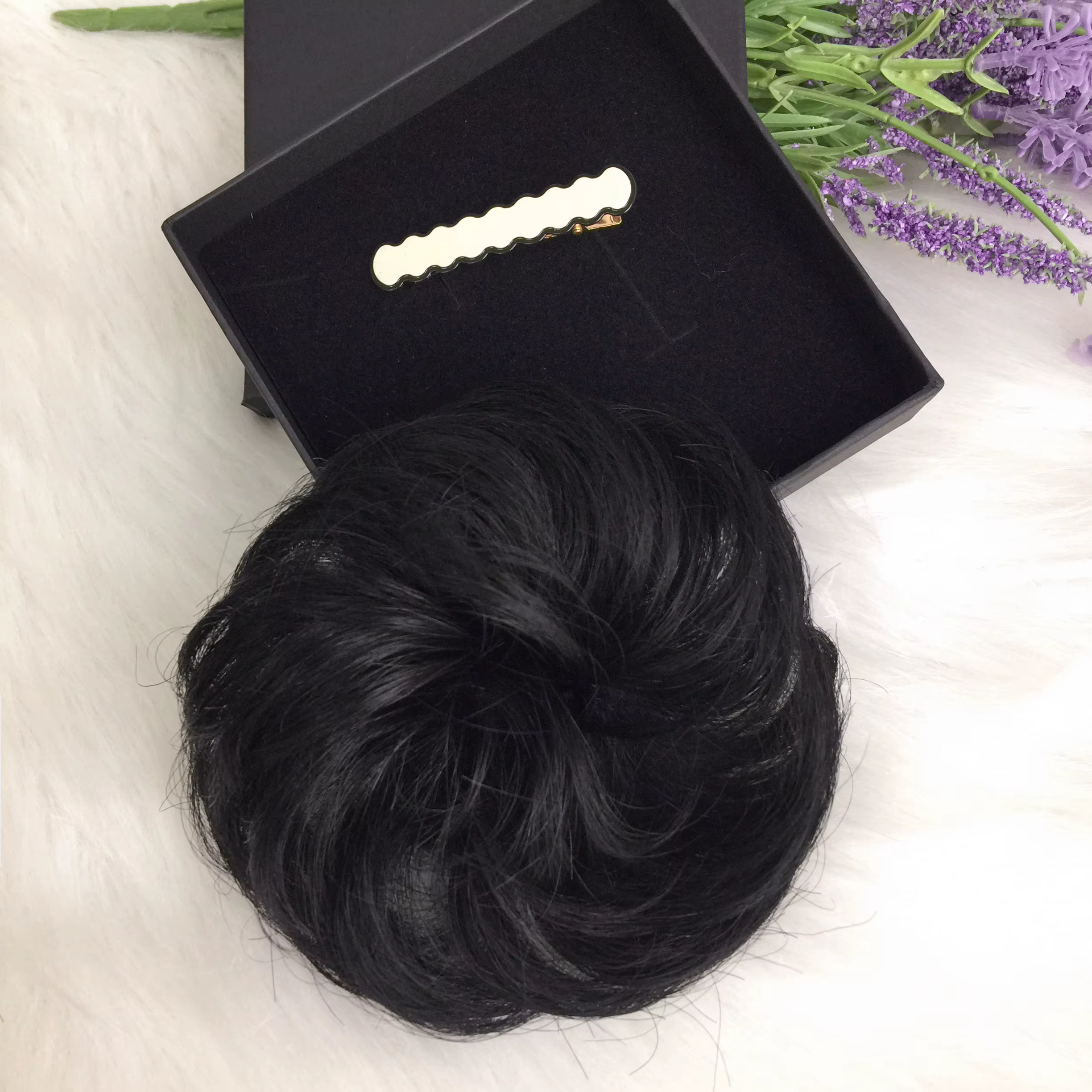 Nouveauté bouclés naturel cheveux humains Chignon Chignon Updo beignet vrais Extensions de cheveux b