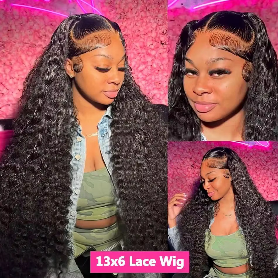 Perruque Lace Front Wig Brésilienne Naturelle Bouclée, Cheveux Humains, 13x6 HD, 13x4, 40 Pouces, Ha