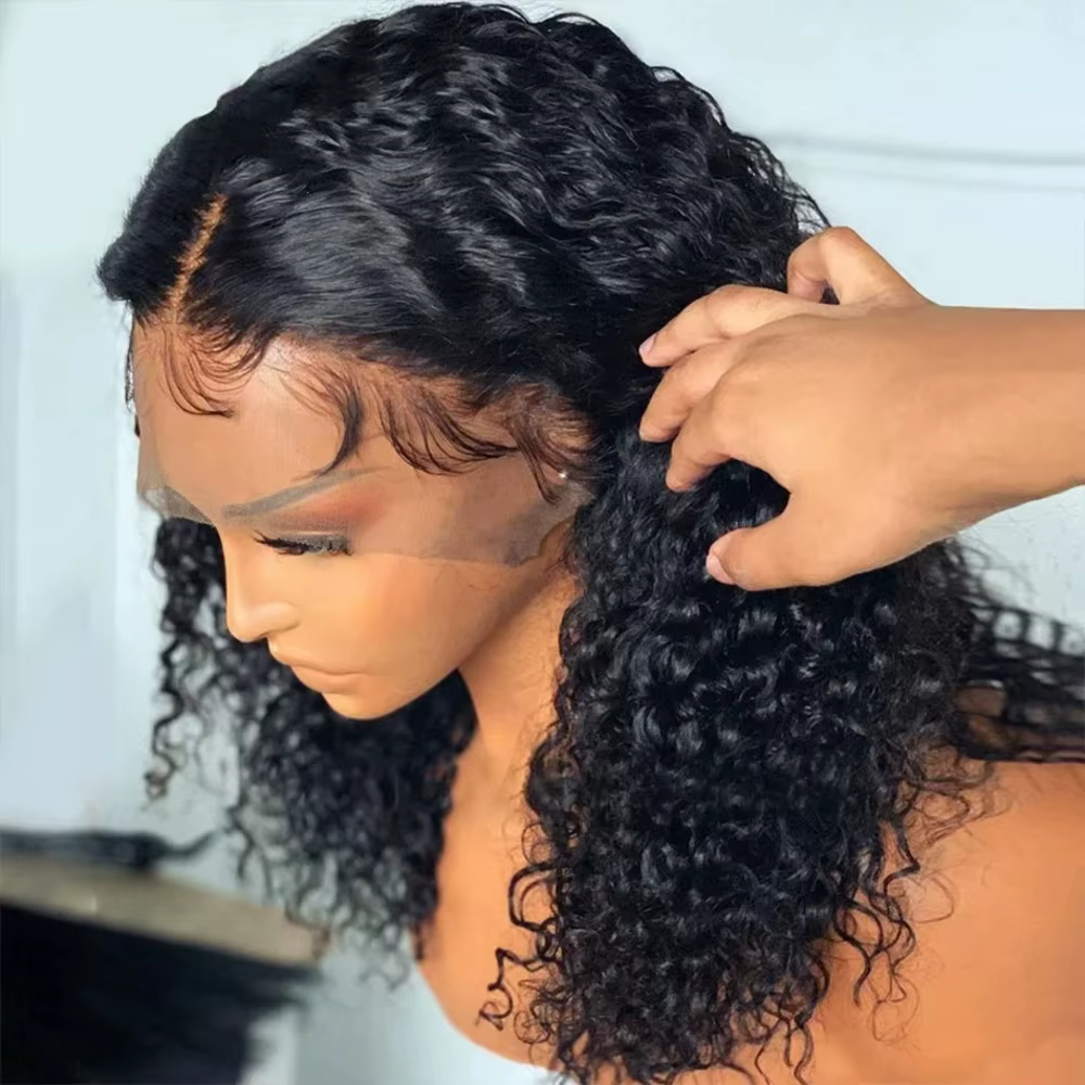Perruques brésiliennes 100% cheveux humains bouclés profonds, couleur noire naturelle, perruques à o