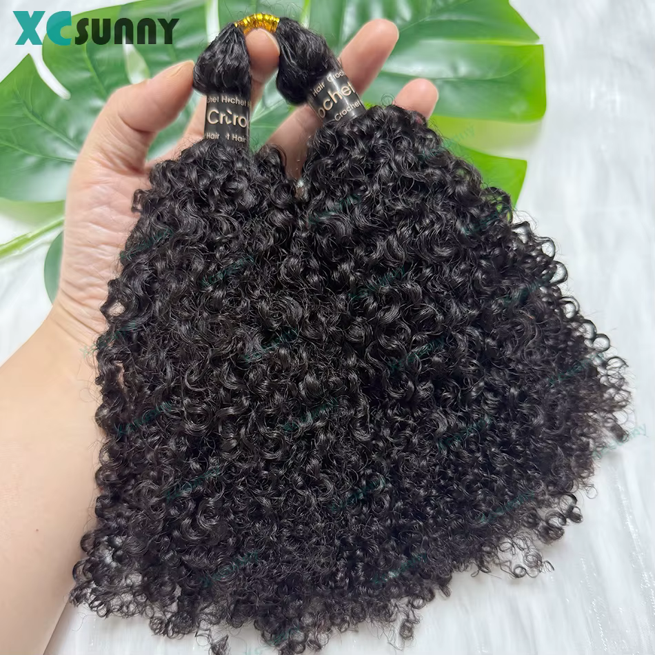 Crochet cheveux humains crépus bouclés pré-séparés plume Crochet Extensions de cheveux humains sans 