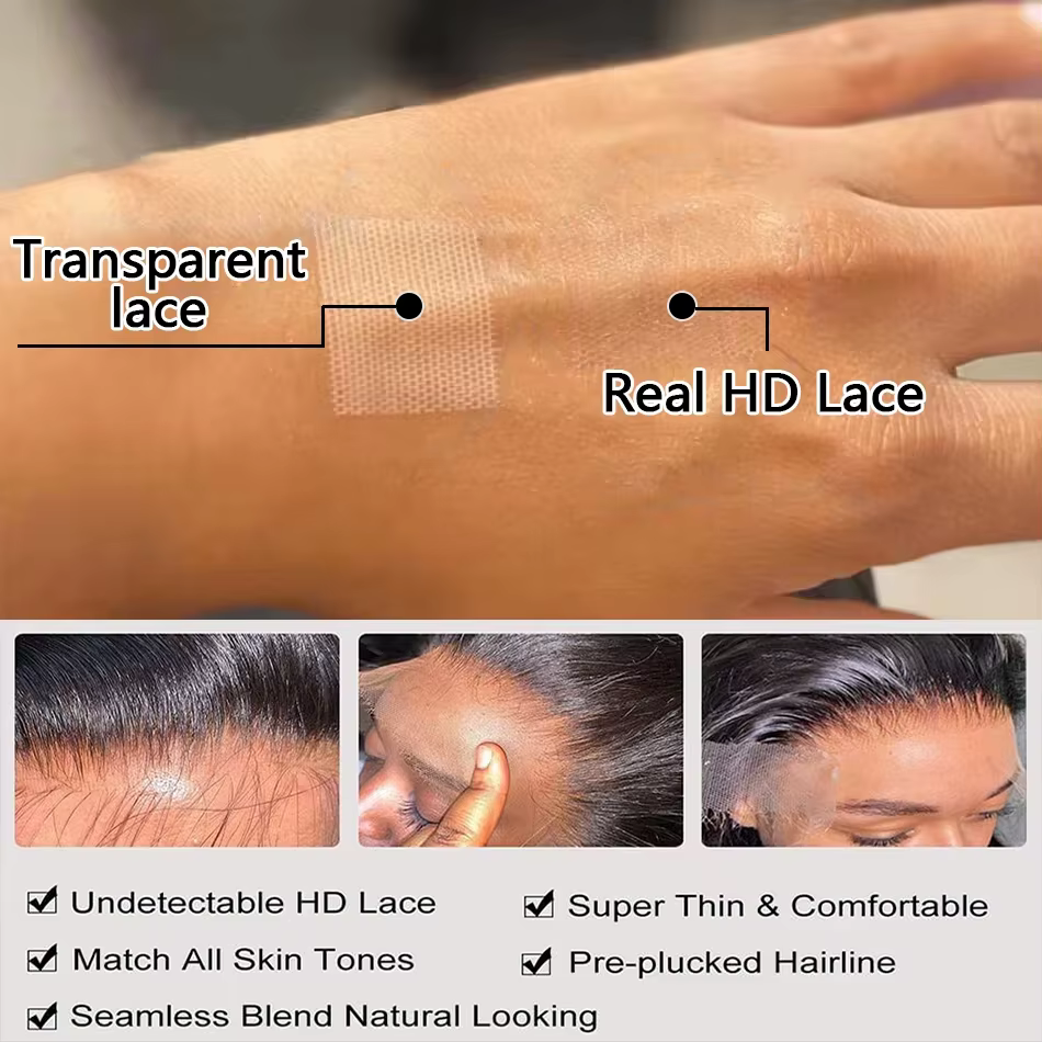 Perruques frontales en dentelle HD transparente 13x6, cheveux brésiliens lisses courts, densité 200%