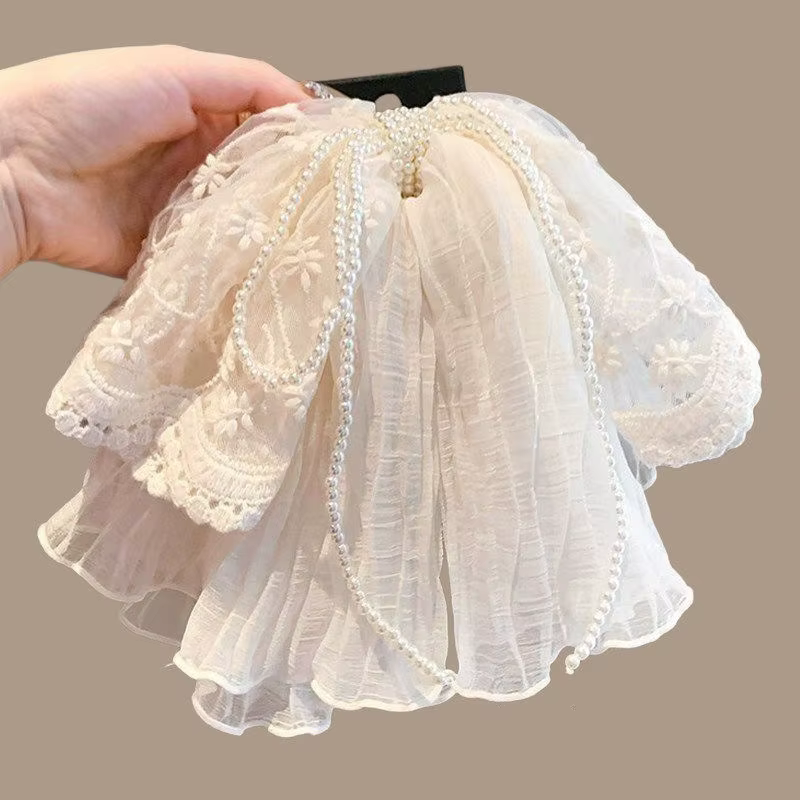 Pince à cheveux en dentelle avec nœud, pince requin élégante pour l'arrière de la tête, accessoire c