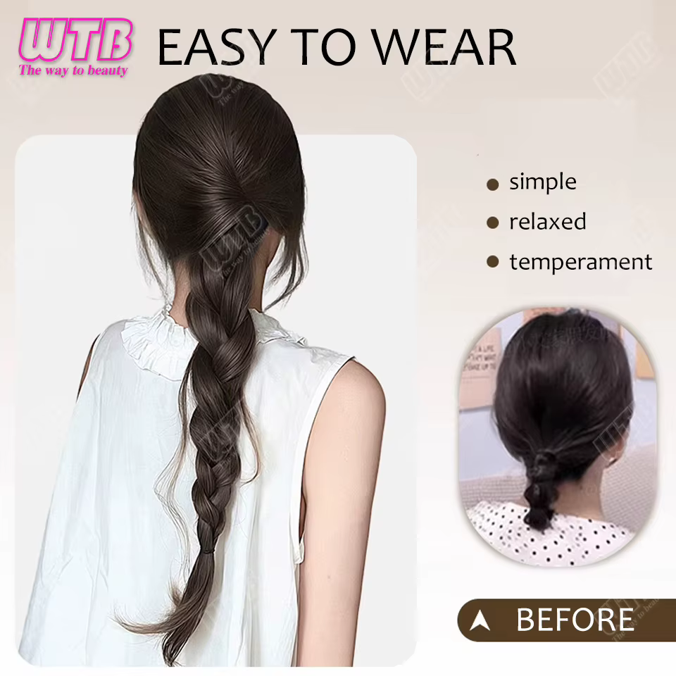 Perruque synthétique tressée pour femme, clip queue de cheval, tempérament paresseux, cheveux tressé