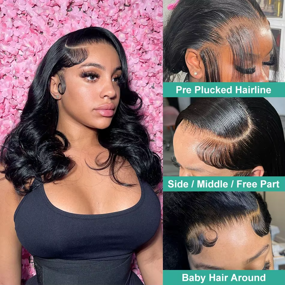 Perruque Lace Closure Wig Body Wave brésilienne Remy naturelle, cheveux vierges, 13x6, 13x4, densité