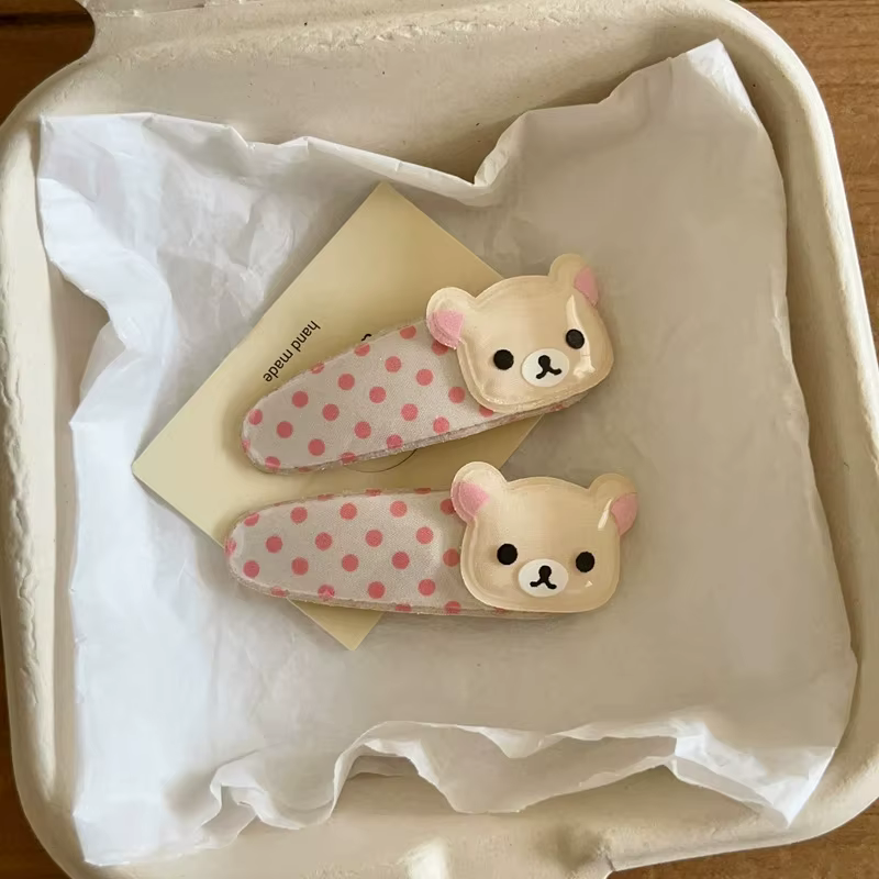 Pince à cheveux Kawaii Rilakkuma Lazy Bear, pince BB à pois mignons, épingle à cheveux aile d'ange, 