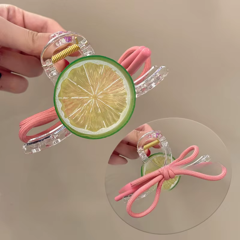 Barrette à cheveux pour femmes, jaune citron, barrettes à cheveux mignonnes, nœud, arrière de la têt