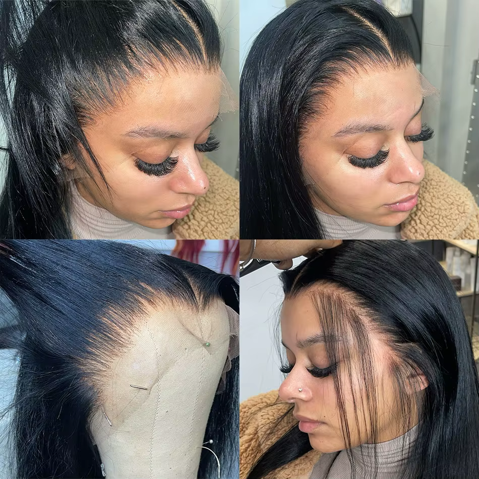 Perruque Lace Frontal Wig brésilienne naturelle, cheveux lisses, 13x6, Hd, 30 ou 40 pouces, 13x4, pr