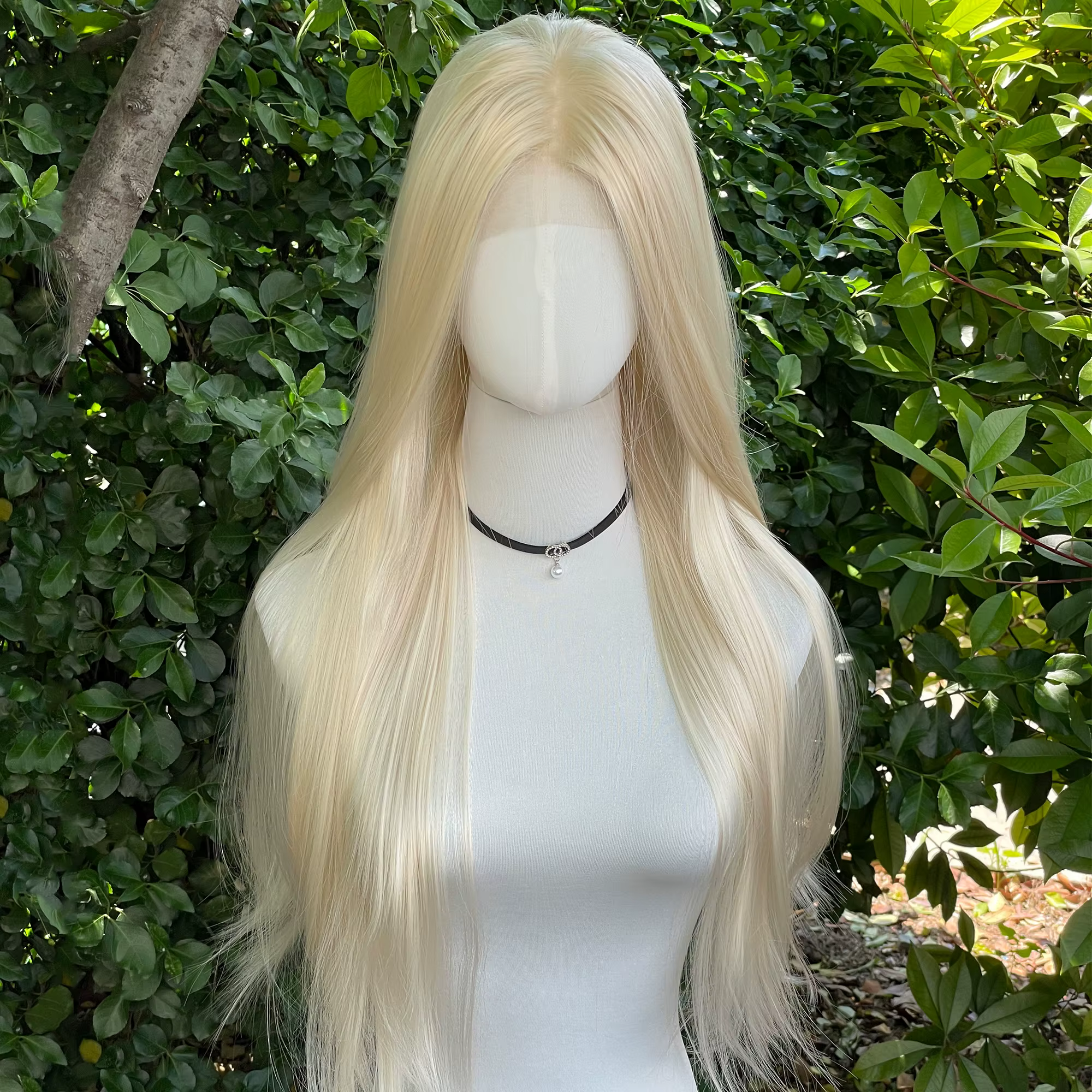 Perruque Lace Front Wig synthétique Blonde claire, 13x4, 26 pouces, longue et lisse, partie libre, d