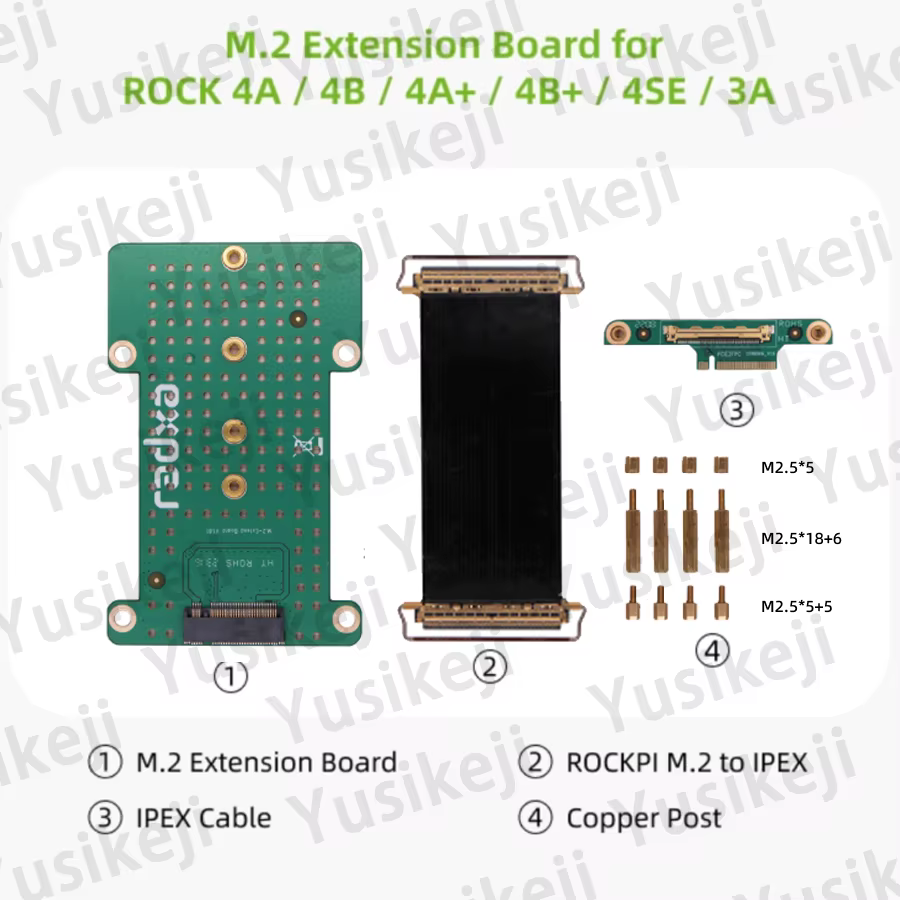 Carte d'extension Radxa M.2 pour ROCK 4A/4B/4A+/4B+/4SE/3A