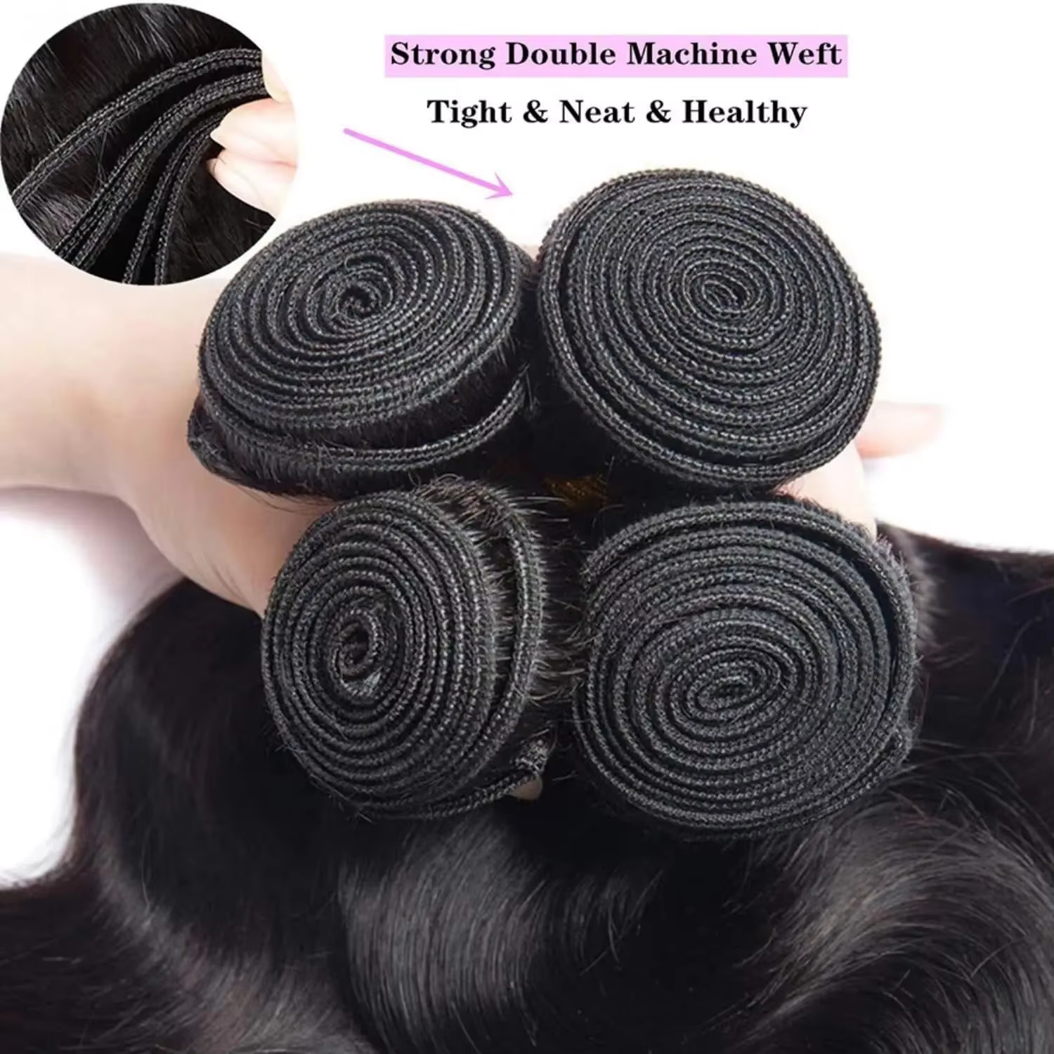 Extensions de cheveux humains brésiliens Remy ondulés couleur naturelle, 1/3/4 pièces, 38-40 pouces