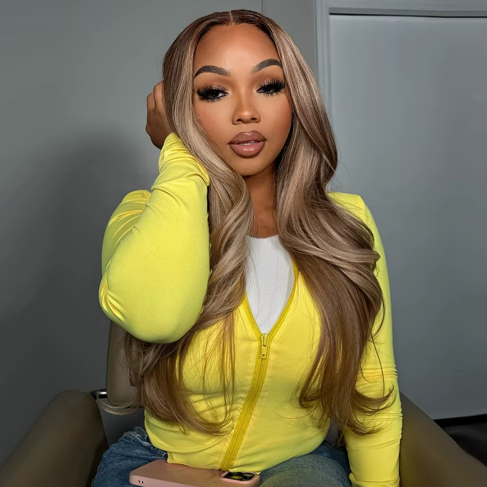 Perruques de cheveux humains de qualité salon, couleur platine toné professionnel avec mèches marron