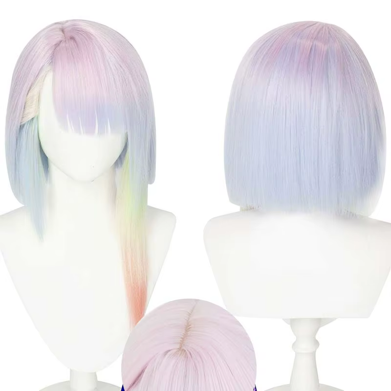 Perruque de Cosplay Lucy de 45cm, Anime Cyberpunk Edgerunners, Lucyna Kushinada, dégradé multicolore