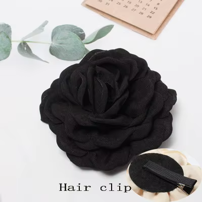 Pinces à cheveux en tissu à fleurs roses pour femmes et filles, pétales de pavot, grande pince à che