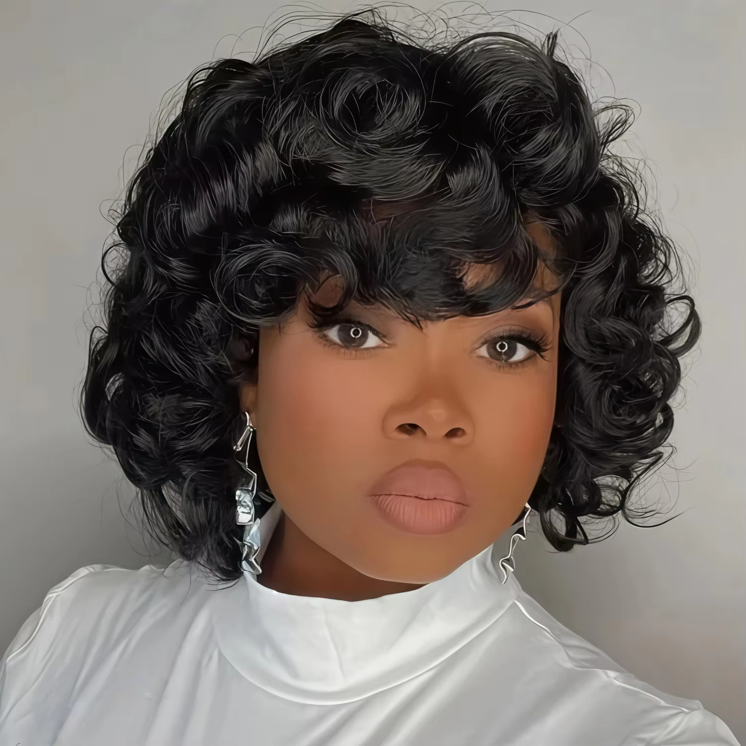 Perruques bouclées pour femmes, perruque afro longue et bouclée noire avec frange, perruque synthéti