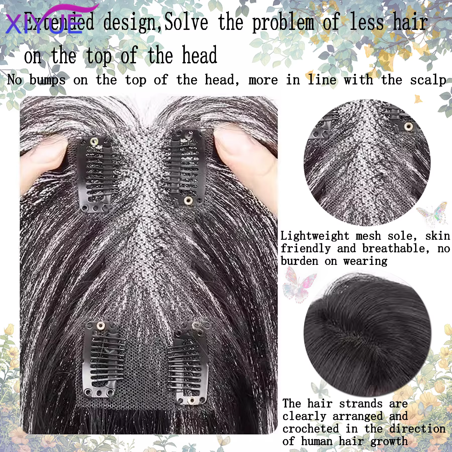 Frange 3D Invisible sans couture, cheveux ondulés à l'eau, frange à Air, couverture de remplacement