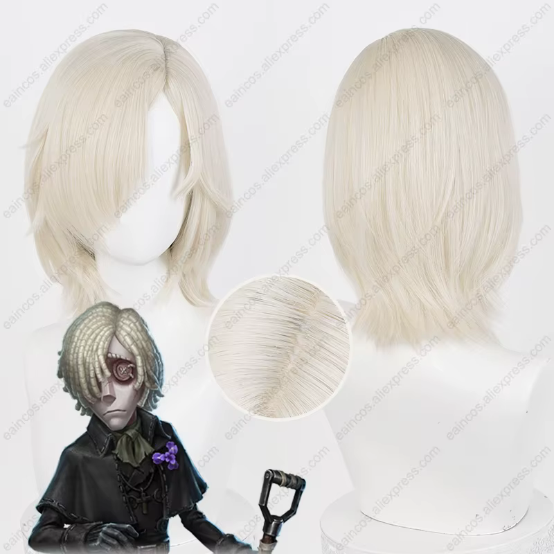 IDV Grave Keeper Andrew Kreiss Cosplay perruque 35 cm lait or cheveux courts résistant à la chaleur
