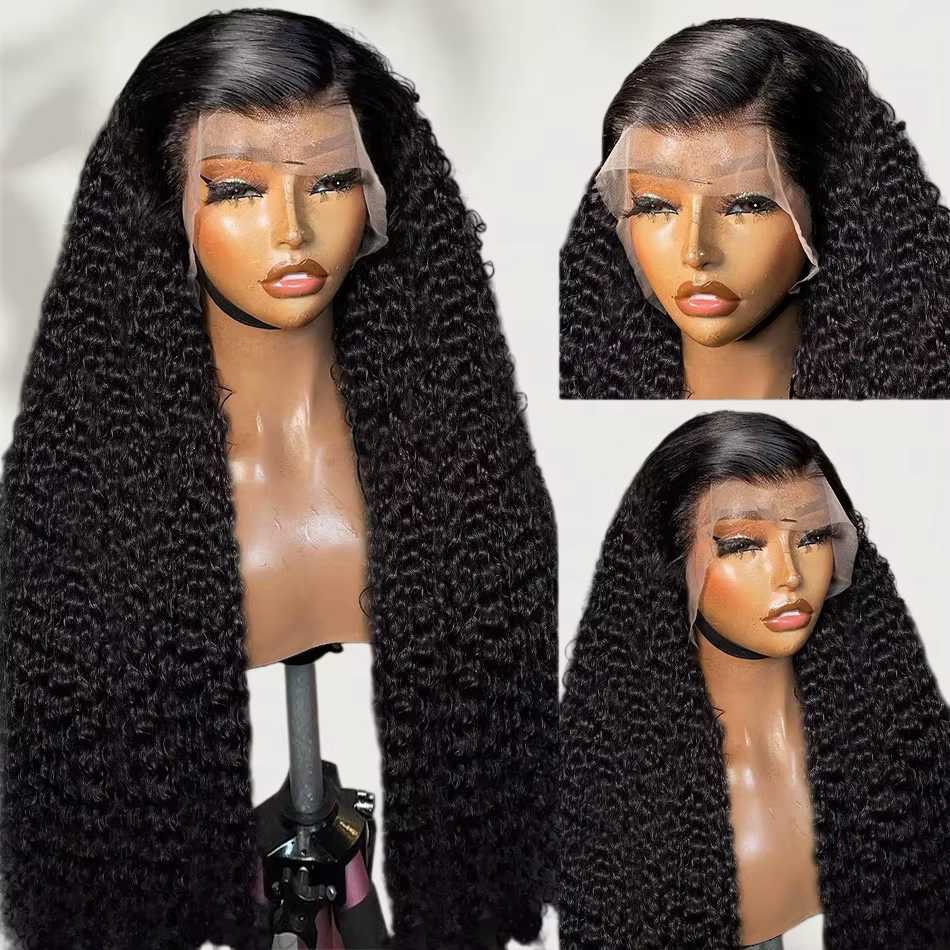 Perruque Deep Wave, raie au milieu, cheveux synthétiques tissés à la machine, pour femmes