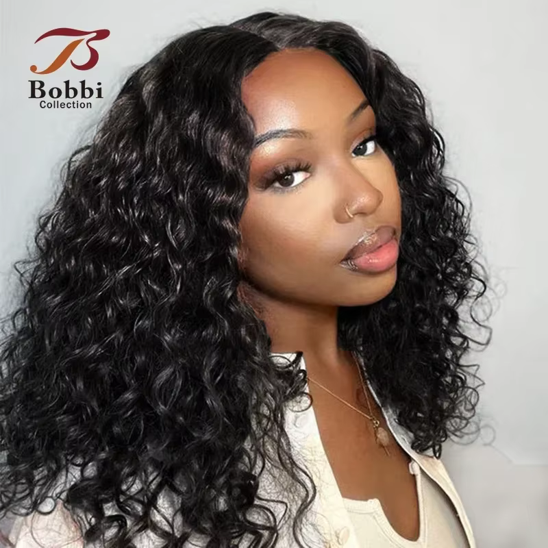 Perruque Water Wave 100% cheveux humains, perruque Lace Front 13x4 pour femmes, noire naturelle bouc