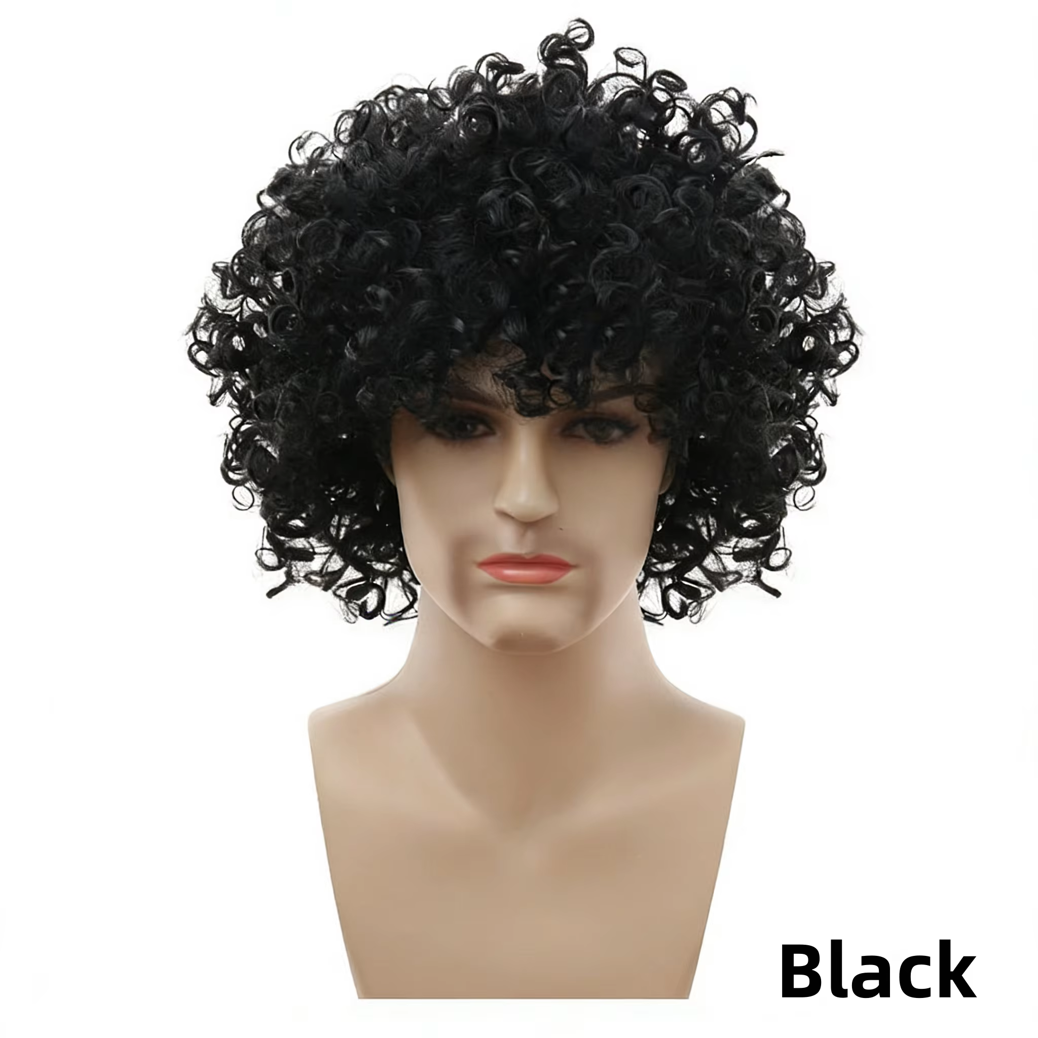 Perruques Synthétiques Hommes Femmes Cheveux Bouclés Volumineux Bonnet Perruque Africaine Halloween 