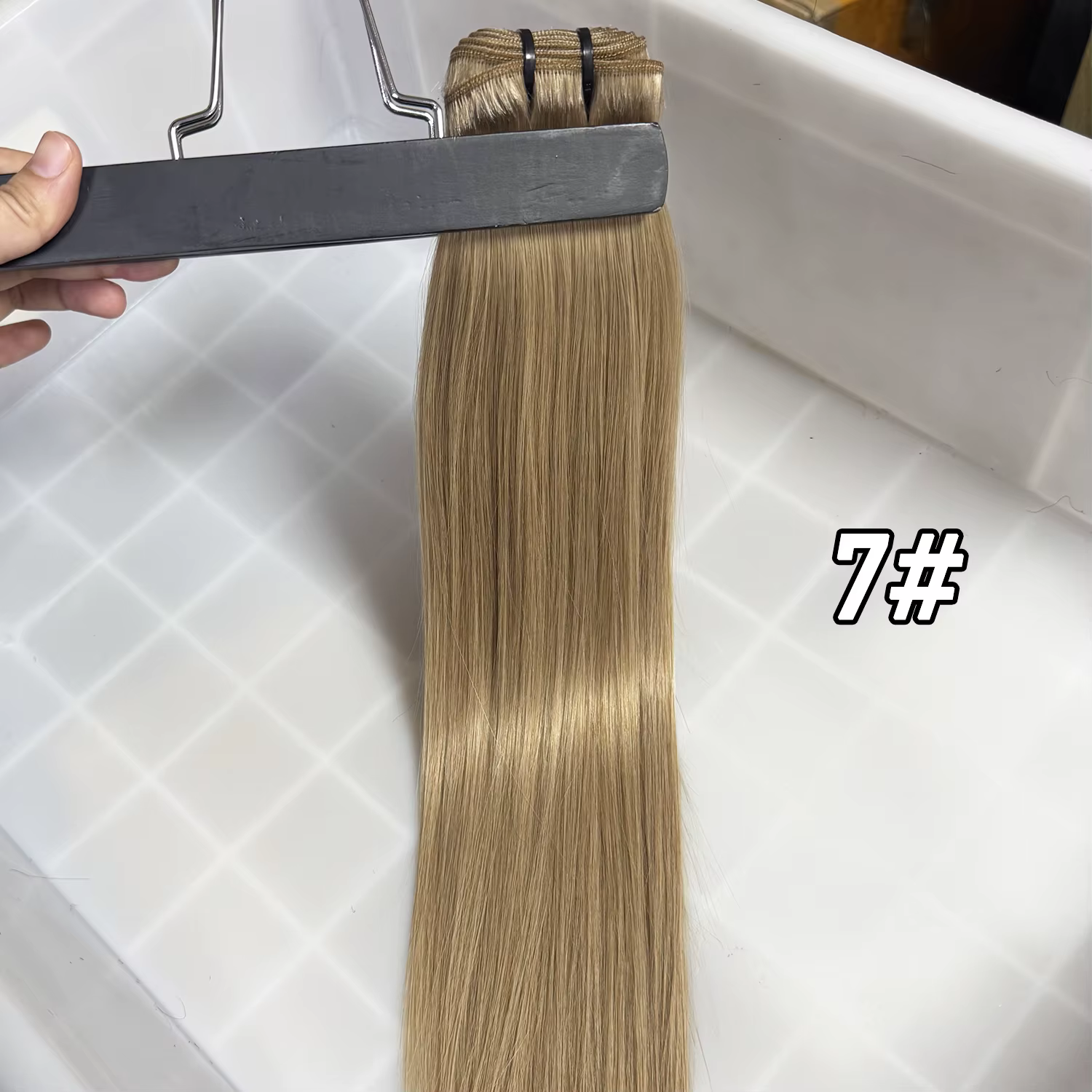 Extensions de cheveux vietnamiens lisses, tissage de cheveux humains, blonds avec mèches décolorées,