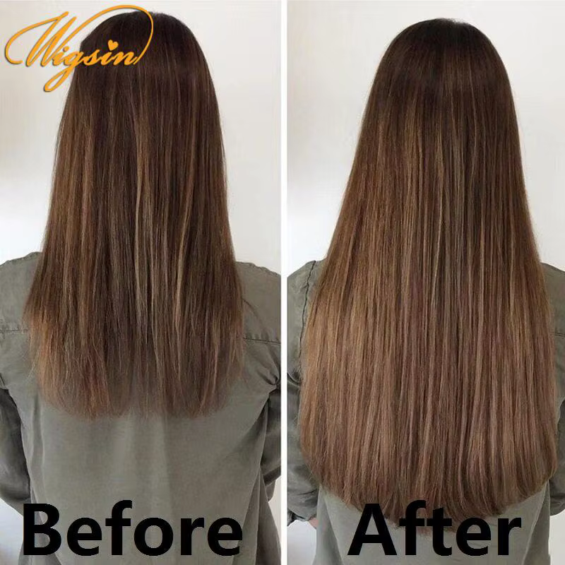 WIGSIN 6 pièces/ensemble synthétique 24 pouces longue Extension de cheveux raides postiche soyeuse p