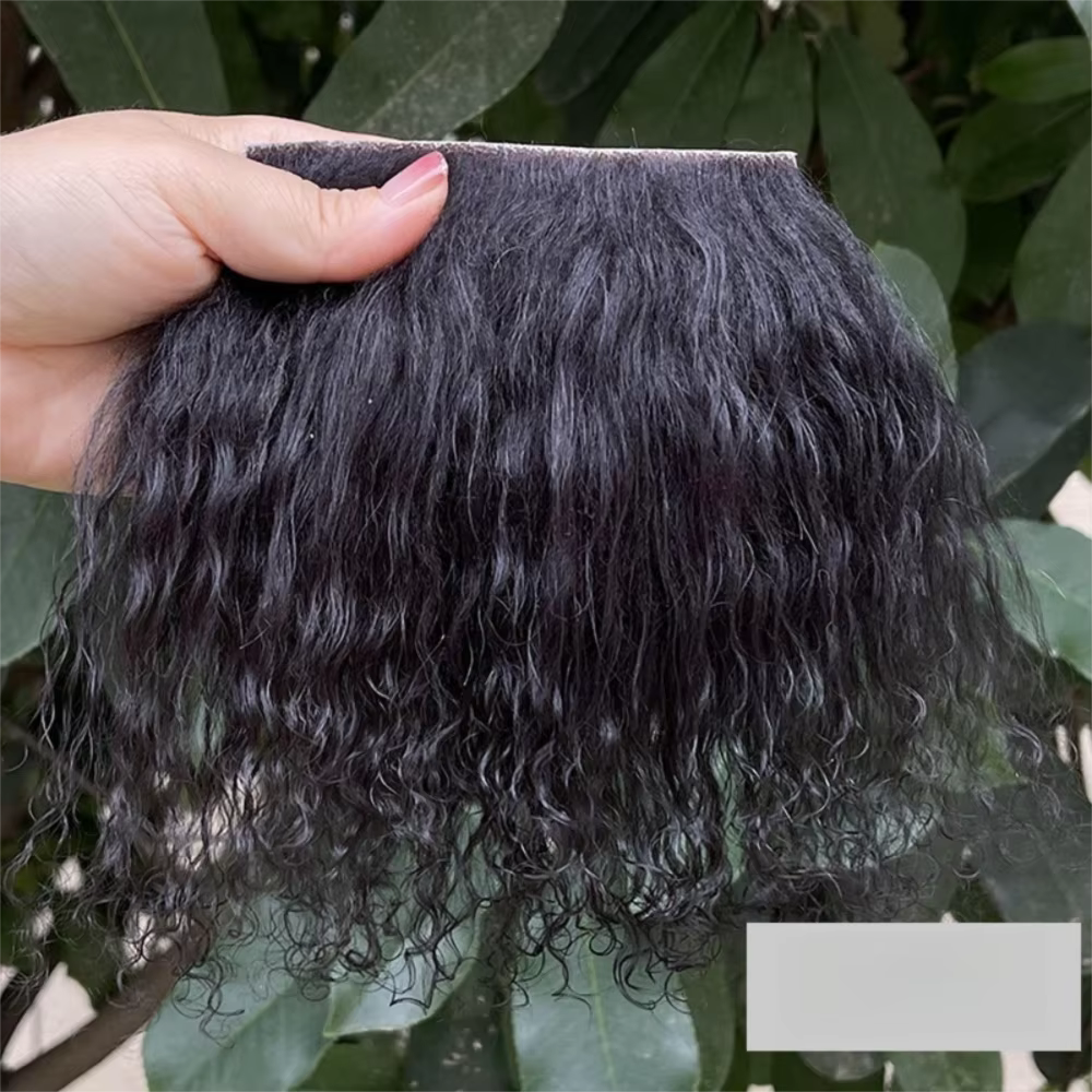 Mongolie fourrure peau de mouton laine Extensions rangée de cheveux bouclés Texture Extensions de ch