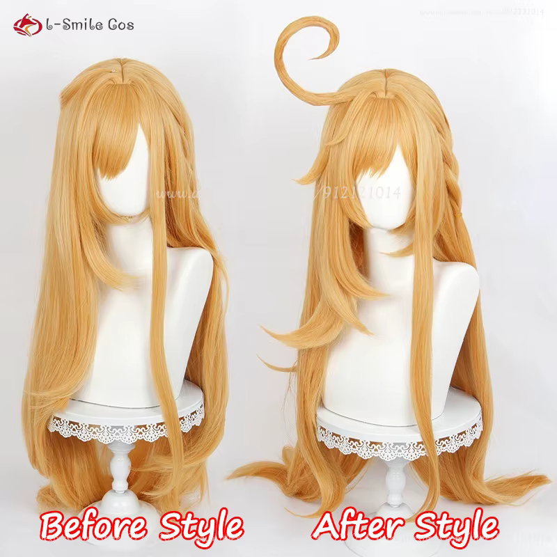 Escoffier Cosplay perruque 80 cm de Long jaune doré perruques Cosplay Anime Cosplay perruque pour fe
