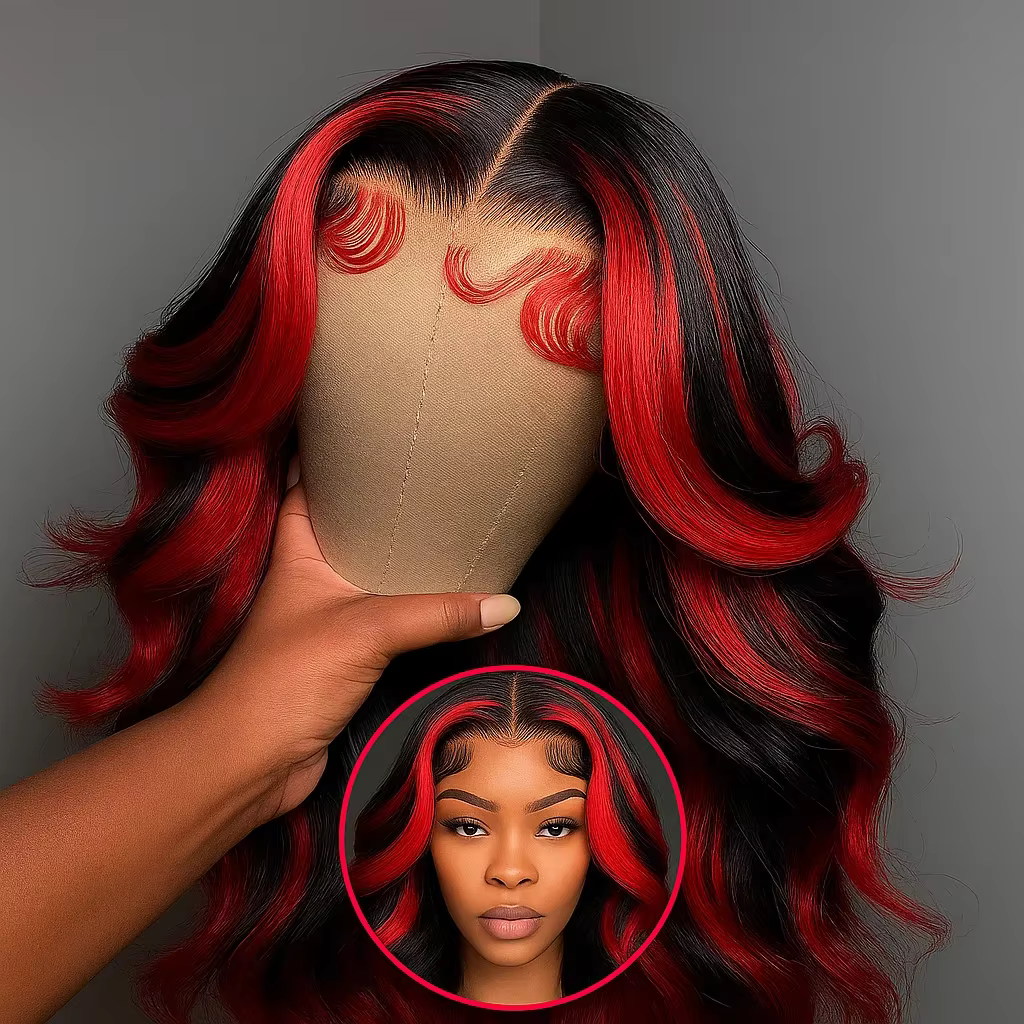 30 pouces noir rouge Blonde perruques cheveux humains bordeaux vague de corps dentelle 1B/99J sans c