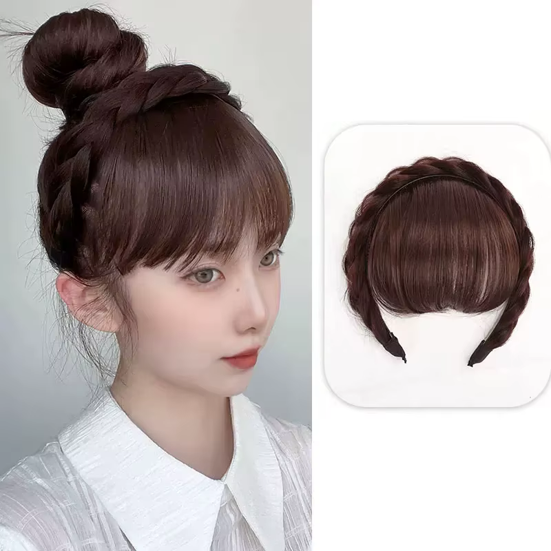 Bandeau à franges en cheveux synthétiques pour femme, extension de cheveux à clipser, accessoire cap