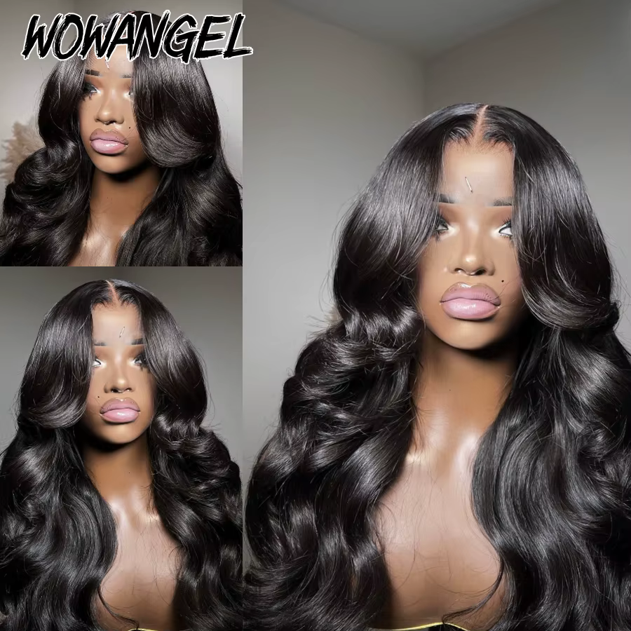 Wow Angel-Perruque de Cheveux Naturels Ondulés pour Femme, avec Fermeture en Dentelle Suisse, Partie