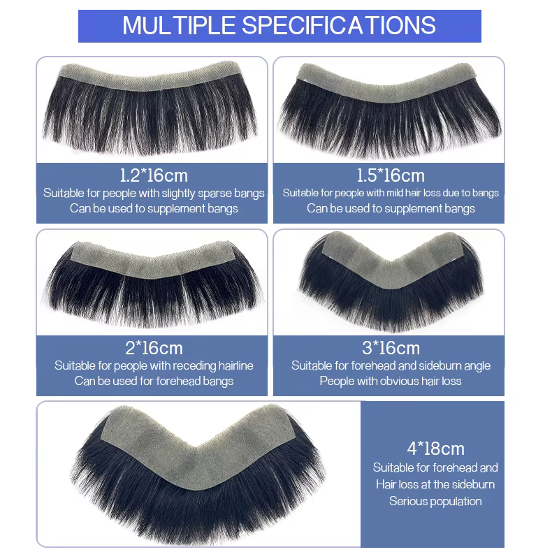 100% cheveux humains hommes PU V boucle avant toupet soigneusement pruneau naturel délié perruques R