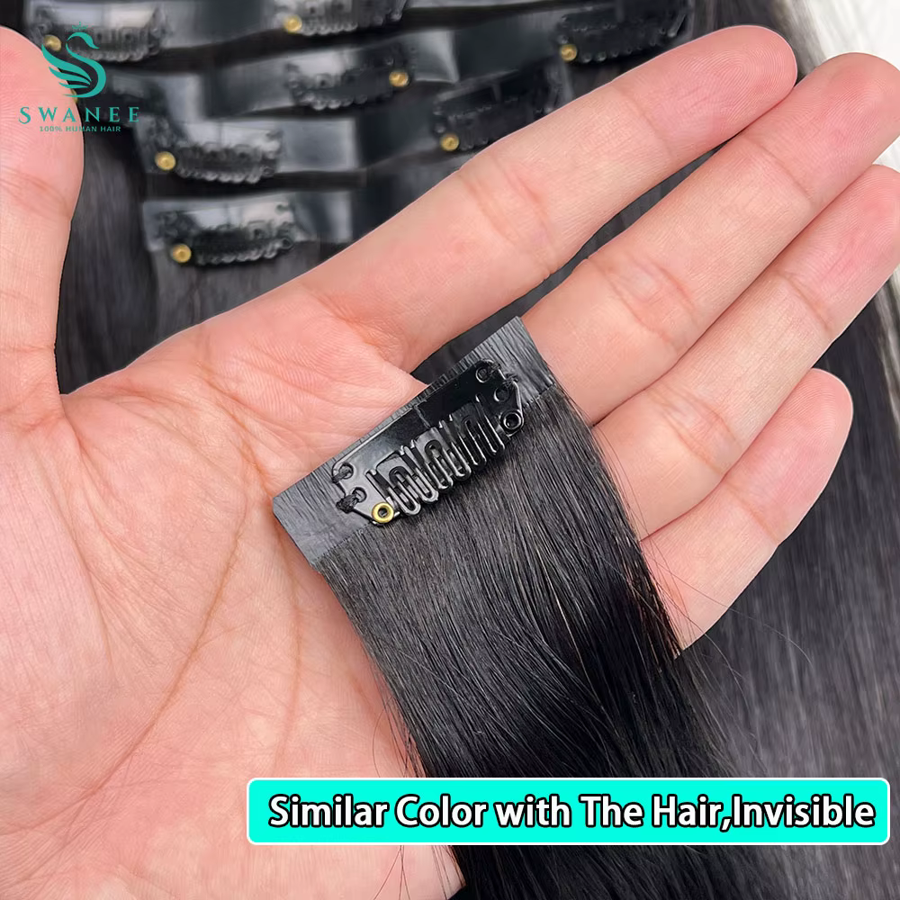 Extensions de cheveux vierges naturels à clipser, cheveux humains vietnamiens lisses, noirs naturels