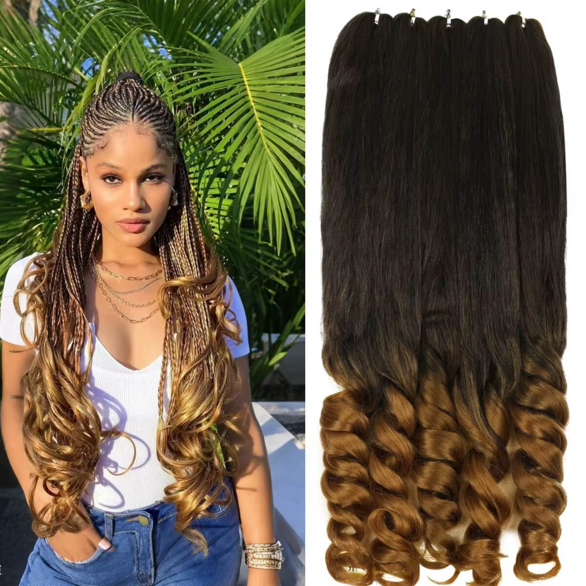Tressage synthétique bouclé style Boho français ombré, pré-étiré de qualité professionnelle pour tre