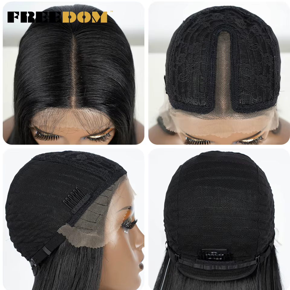 FREEDOM cheveux synthétiques avant de lacet perruques pour les femmes noires droite Bob perruques 22