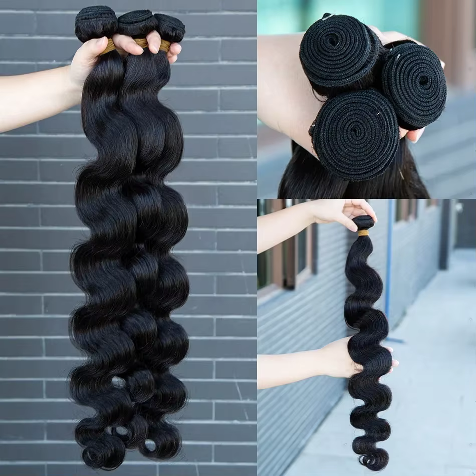 Extensions de Cheveux Humains Vierges Ondulés Non Traités Double Drawn Body Wave Raw 1 3 4 en Paquet